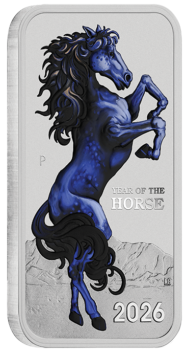 2026 1oz Lunar Horse Silver Bullion Coloured Minted Rectangular Coin Card