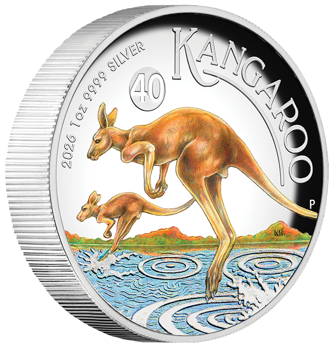 2026 1oz Australian Kangaroo Silver Proof High Relief Coloured Coin