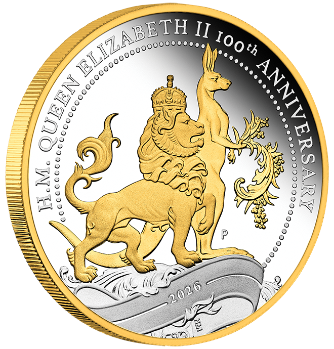 2026 1oz H.M. Queen Elizabeth II 100th Anniversary Silver Proof Gilded Coin