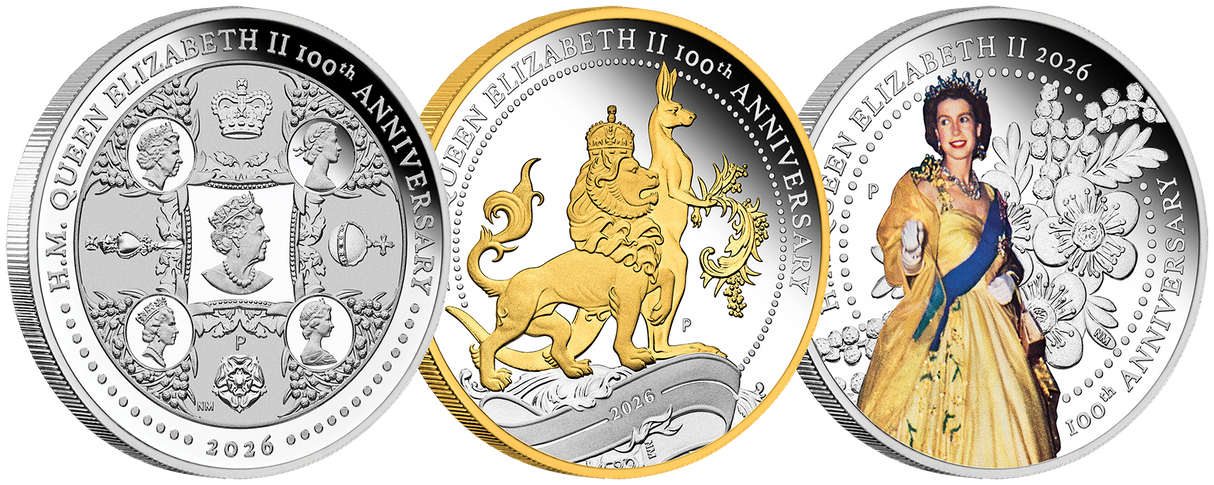 2026 1oz H.M. Queen Elizabeth II 100th Anniversary Silver Three Coin Set