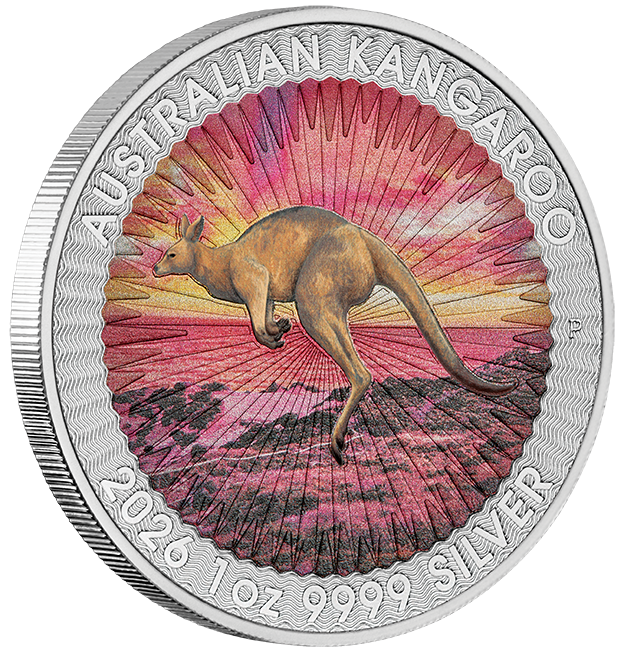 2026 1oz Sundowner Red Kangaroo Silver Coloured Coin Card