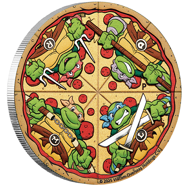 Teenage Mutant Ninja Turtles - 2025 2oz Silver Coloured Pizza Coin