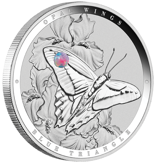 2026 1oz Australian Opal Wings Blue Triangle Opal Insert Silver Proof Coin