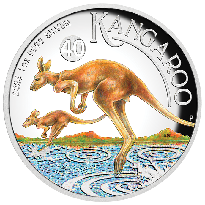 2026 1oz Australian Kangaroo Silver Proof High Relief Coloured Coin