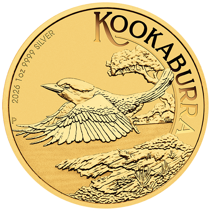 2026 1oz Kookaburra Gold Plated Coin in Card Perth Stamp & Coin Show Special