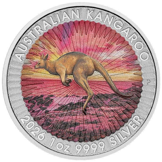 2026 1oz Sundowner Red Kangaroo Silver Coloured Coin Card