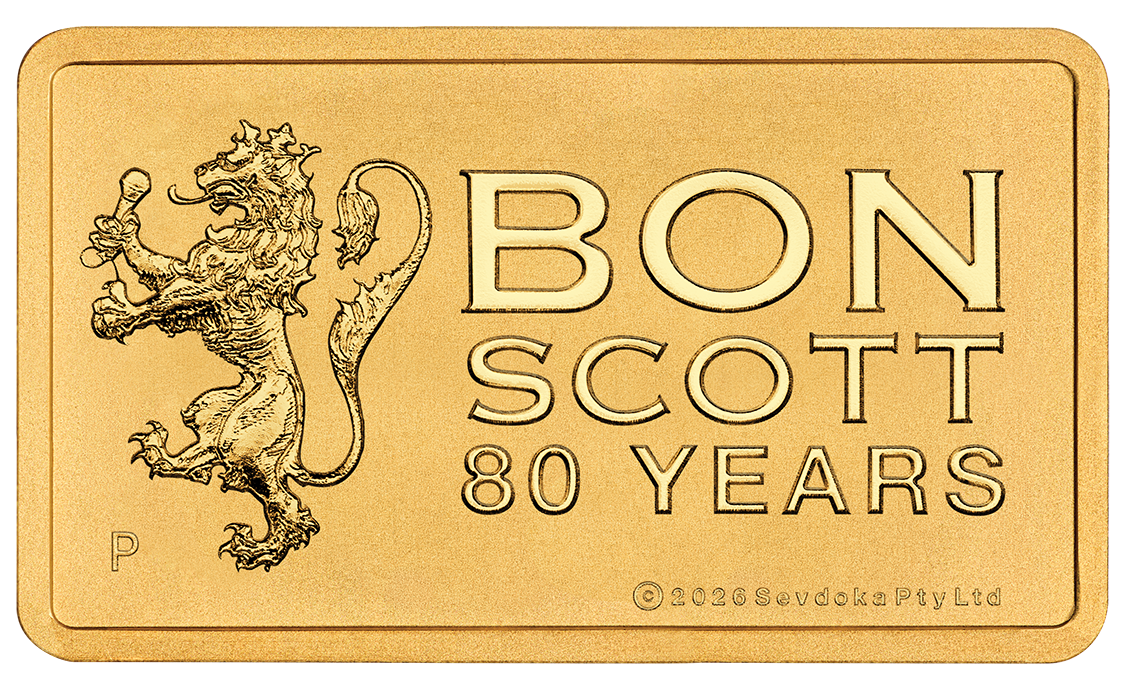 2026 1g Bon Scott 80th Anniversary Gold Minted Bar