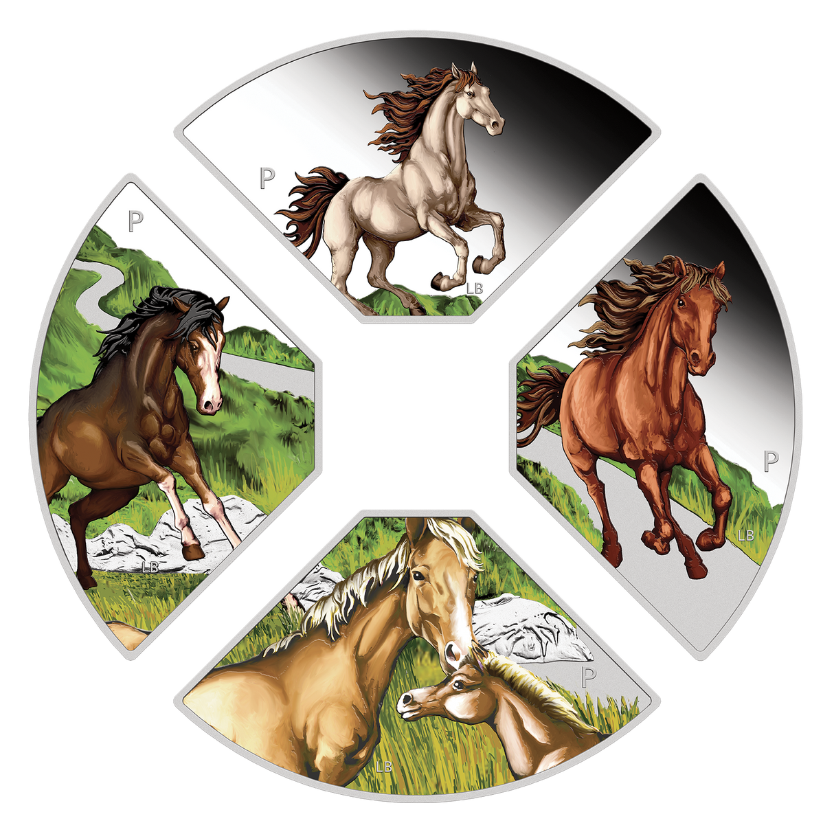 2026 1oz Year of the Horse Quadrant Silver Proof Coloured Four Coin Set