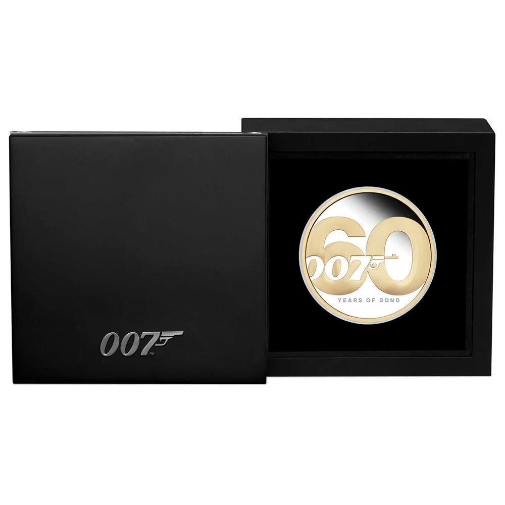 60 Years of Bond 2022 2oz Silver Proof Gilded Coin