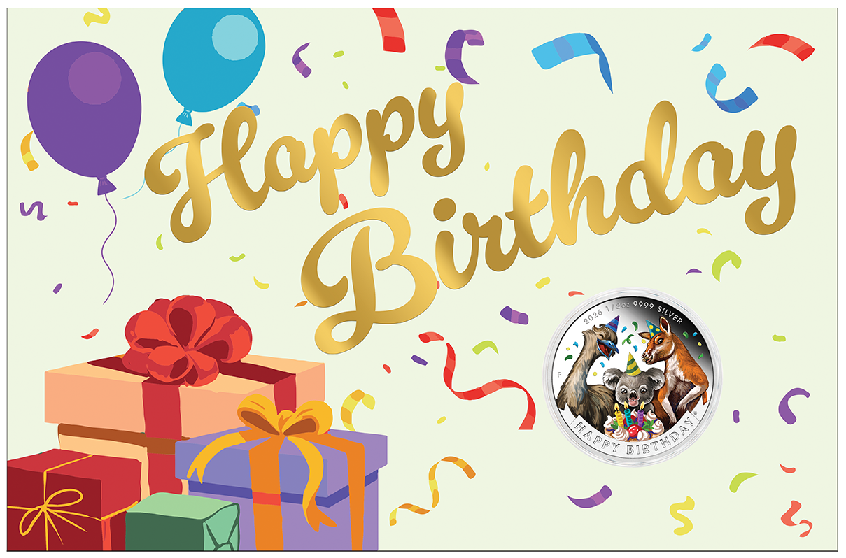 2026 1/2oz Happy Birthday Silver Proof Coloured Coin in Card