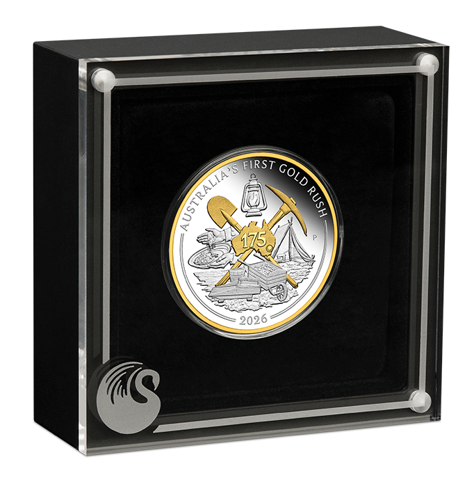2026 1oz Australia's First Gold Rush 175th Anniversary Silver Proof Gilded Coin