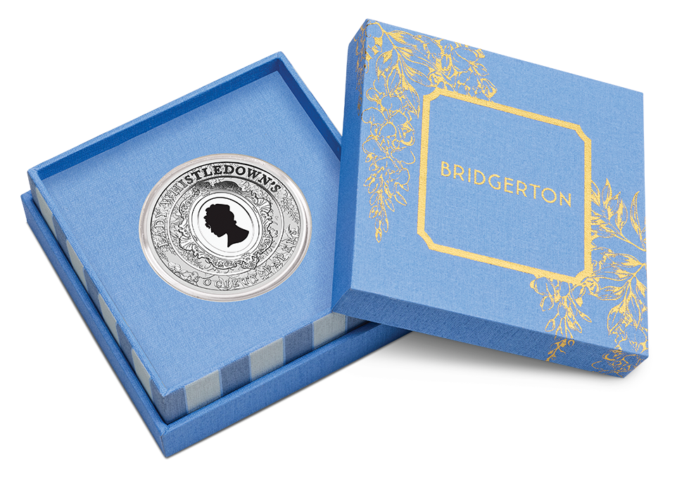 2026 1oz Bridgerton Lady Whistledown Coloured Silver Coin