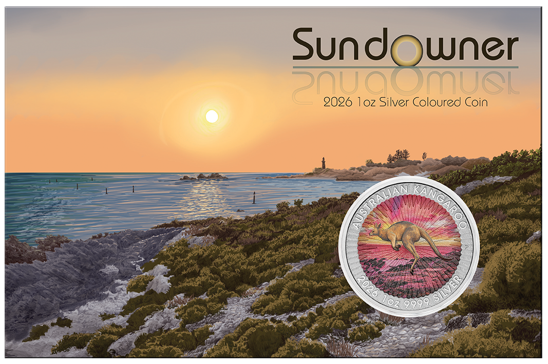 2026 1oz Sundowner Red Kangaroo Silver Coloured Coin Card