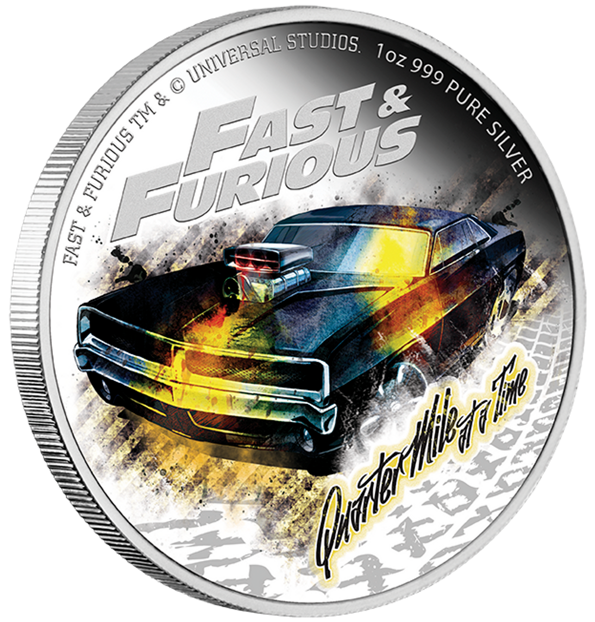 Fast and Furious 2023 1oz Silver Proof Coloured Coin – Quarter Mile at a Time
