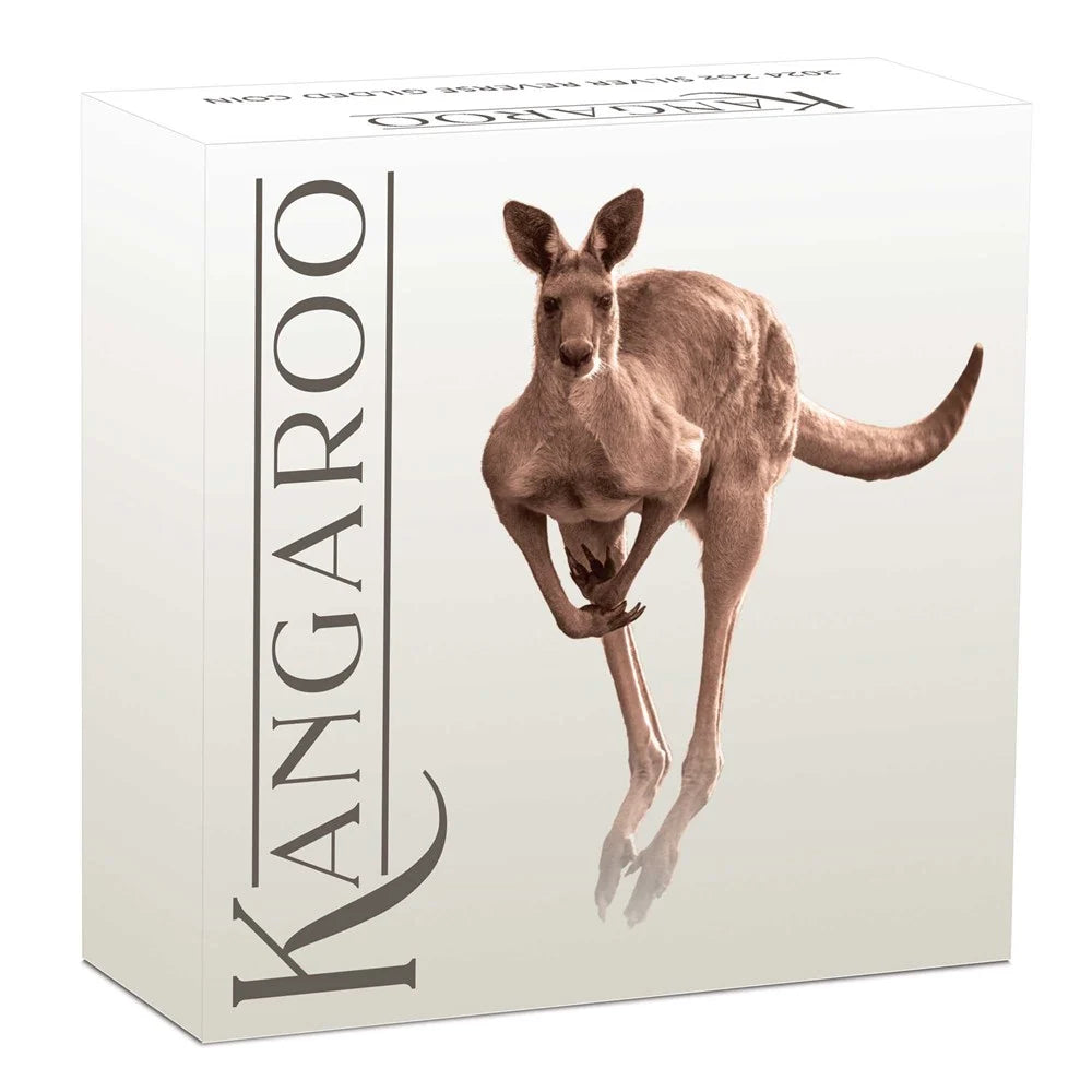 Australian Kangaroo 2024 2oz Silver Proof Reverse Gilded Coin