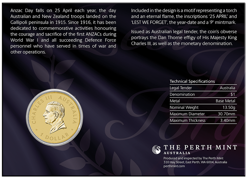 2026 $1 ANZAC Day Coin in Card