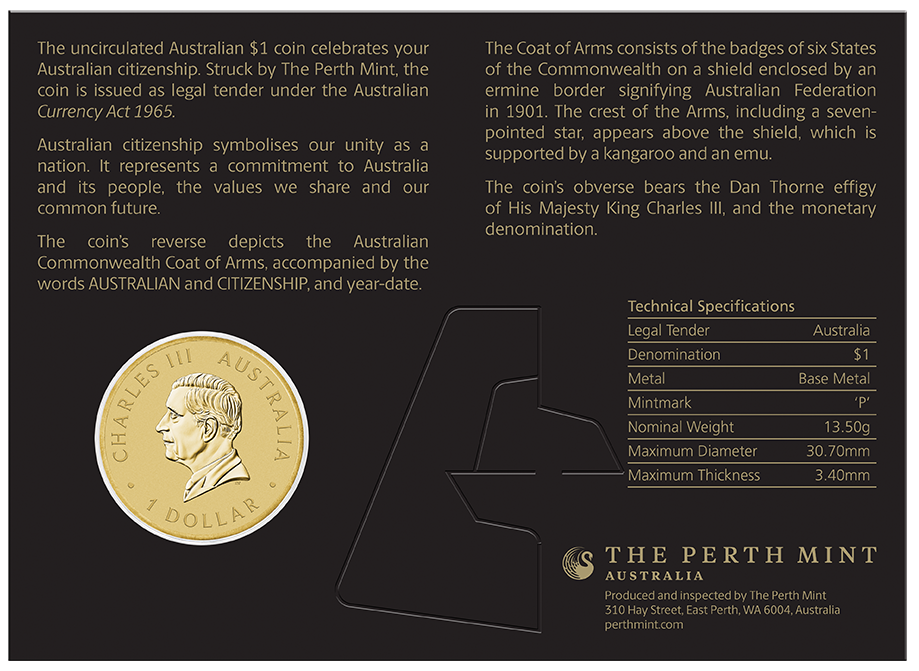 Australian Citizenship 2026 Coin In Card