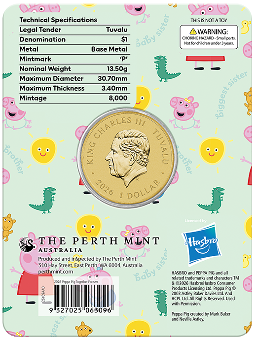 2026 $1 Peppa Pig Together Forever Coin Card