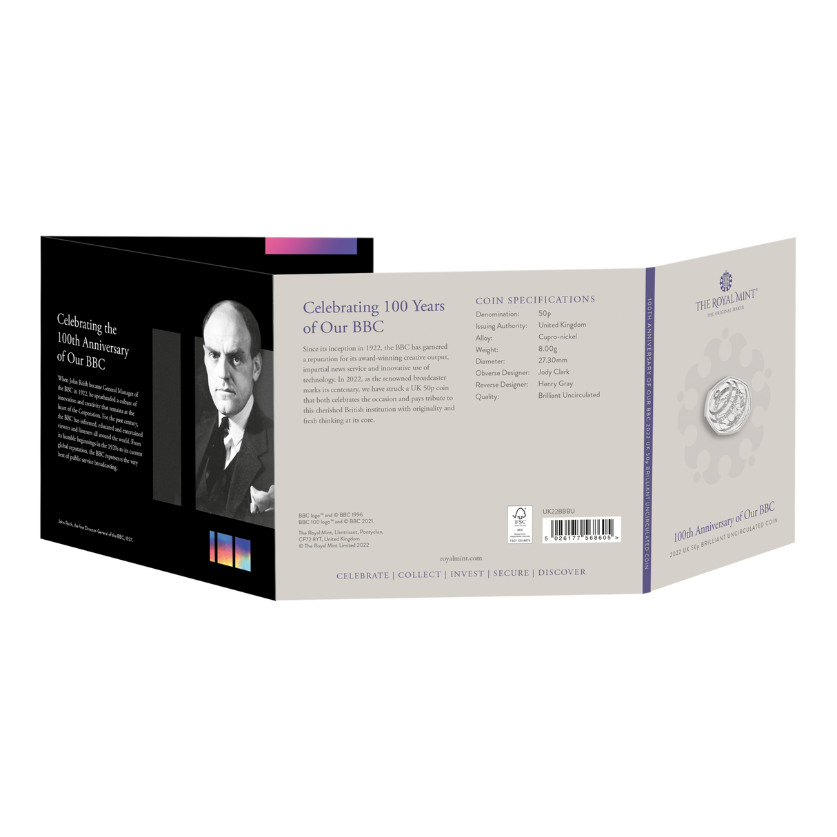 100th Anniversary of Our BBC 2022 50p Brilliant UNC