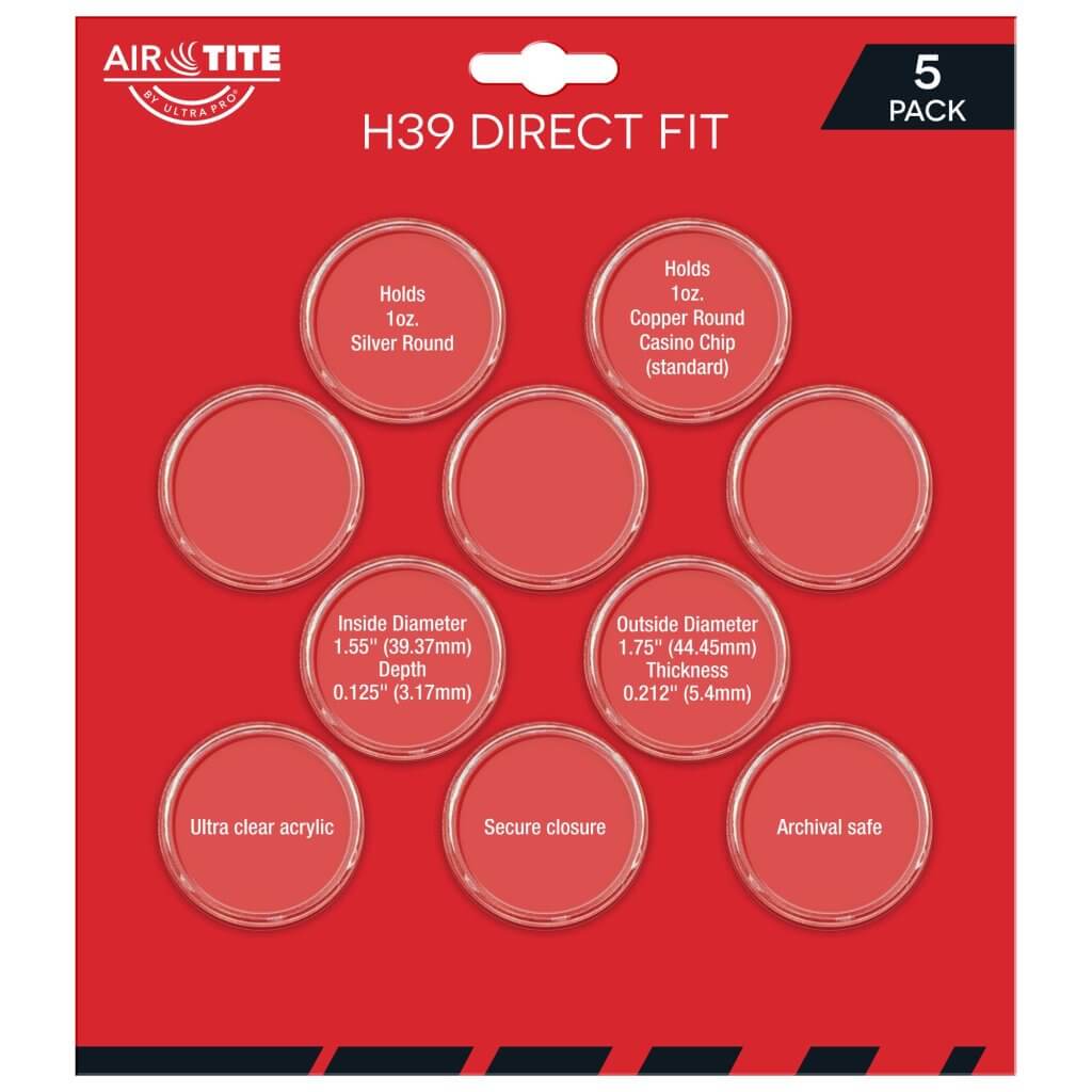 H39 Direct Fit Coin Capsules 5pk (Air-Tite)