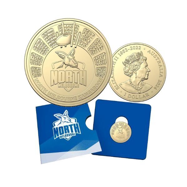2024 North Melbourne Kangaroos Football Club AFL $1 Uncirculated Coin in Card