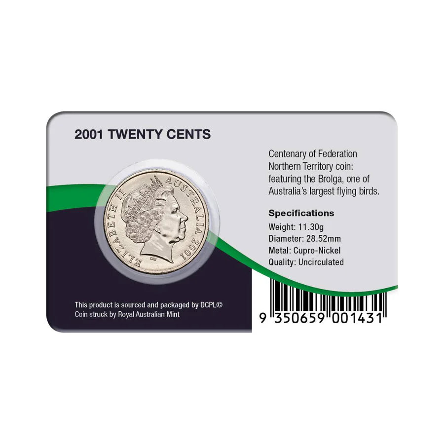 Australia Centenary of Federation 2001 20c Northern Territory Coin Pack