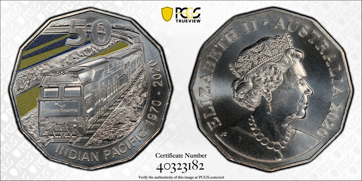 Indian Pacific Train 2020 50c Coloured Coin - PCGS MS68 (40323182)