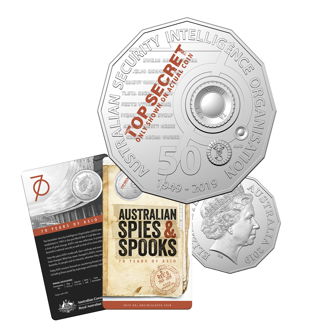 2019 50c 70 Years of ASIO Australian Spies & Spooks Unc Card