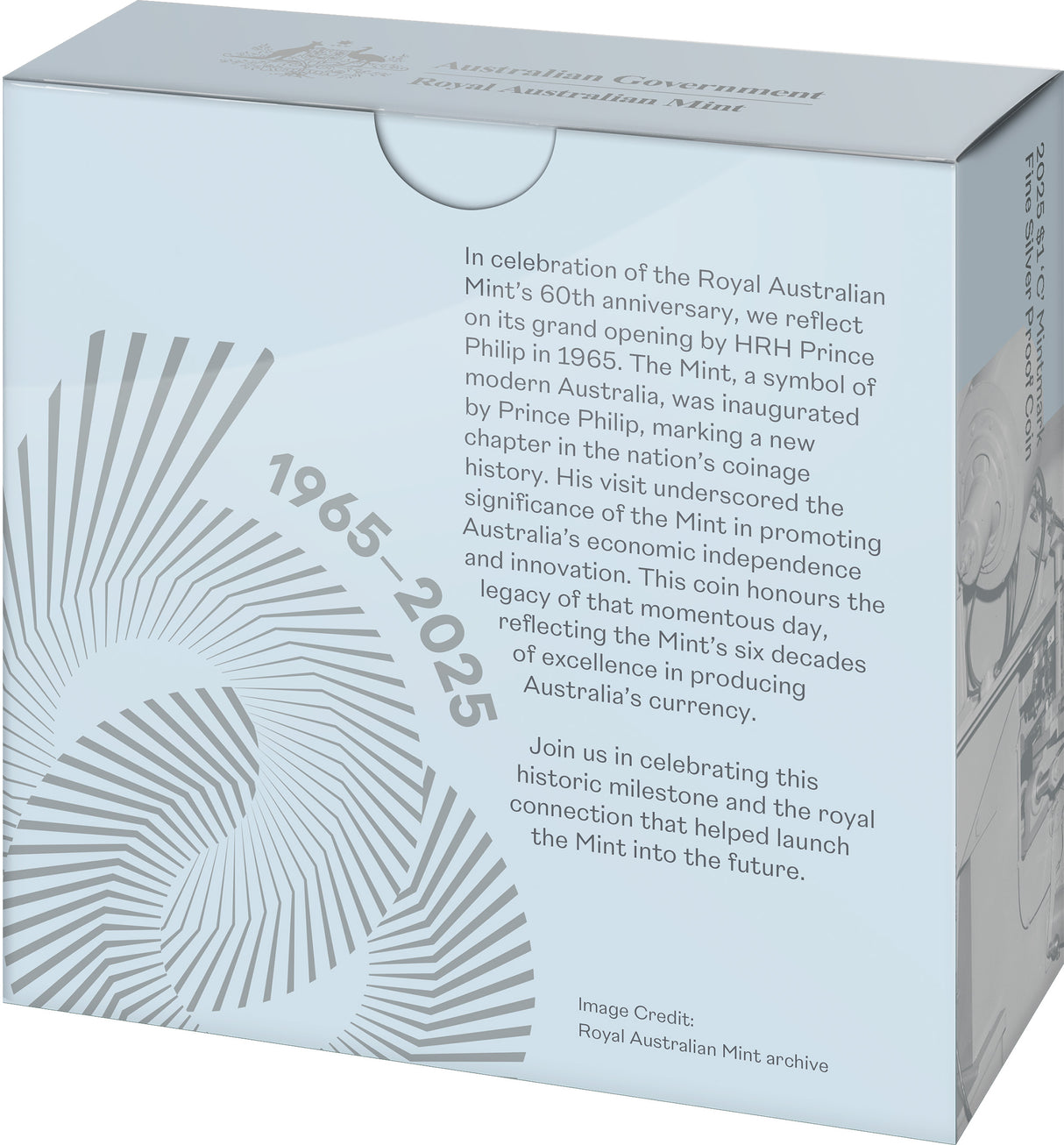 60 Years of the Royal Australian Mint - 2025 $1 'C' Mintmark Fine Silver Proof Coin