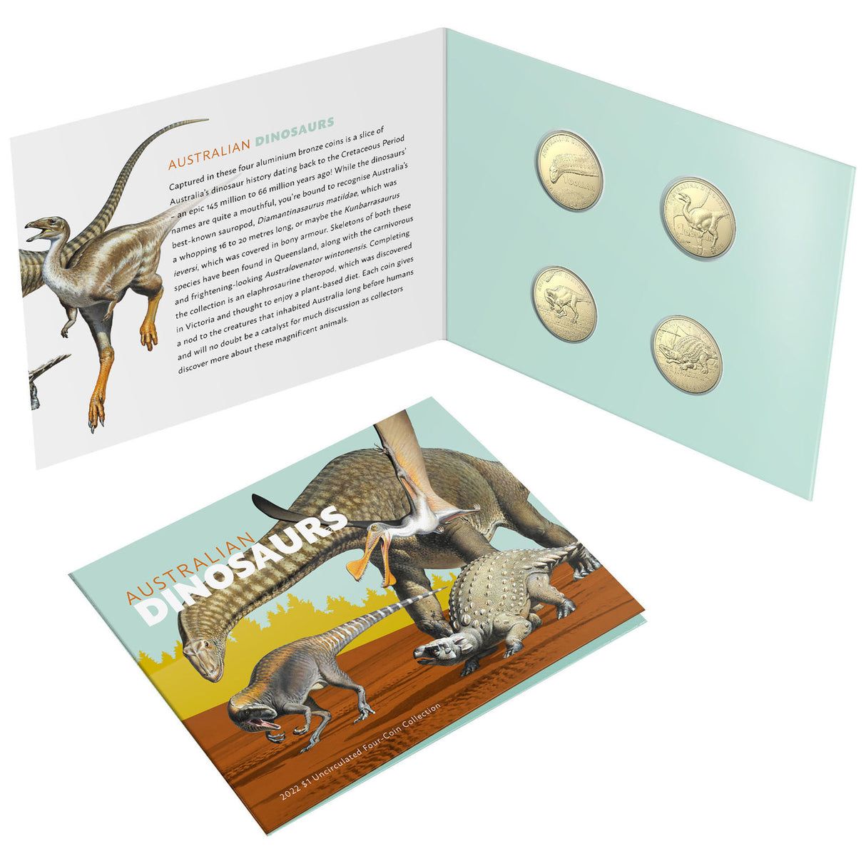 Australian Dinosaurs 2022 $1 Unc Four Coin Collection