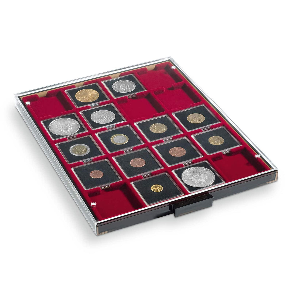 Coin Box 20 square compartments 50 x 50mm smoke coloured