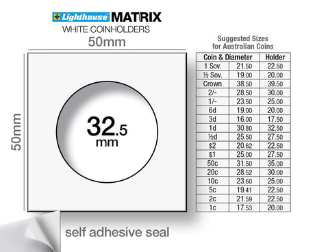 Coin Holder 2x2s Self Adhesive - Pack of 100 (Lighthouse MATRIX) - Other Sizes