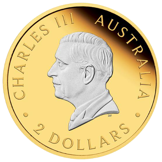 Australian Kangaroo 2025 $2 2oz Silver Proof Reverse Gilded Coin