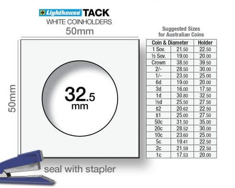 Coin Holder 2x2s Staple - Pack of 100 (Lighthouse TACK) - Other Sizes