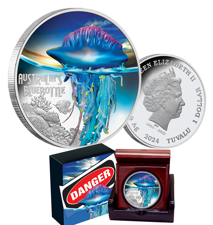 Deadly and Dangerous Bluebottle 2024 1oz Coloured Silver Proof