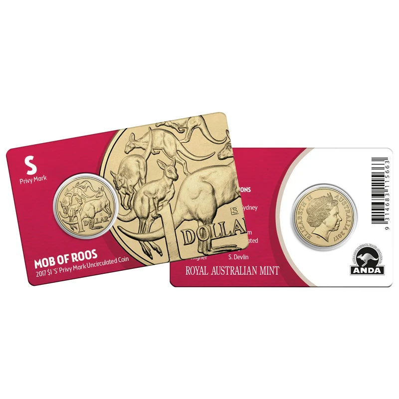 Mob of Roos - 2017  $1 S Privy Mark Unc Coin Card - ANDA Sydney Money Expo 2017