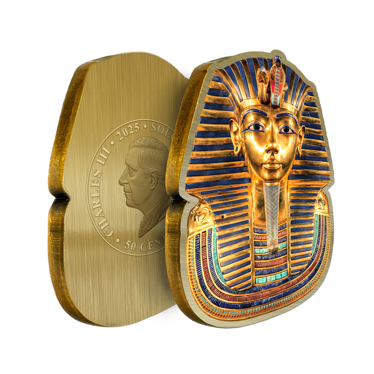 2025 50c Tutankhamun Death Mask 100th Anniversary Shaped Coin