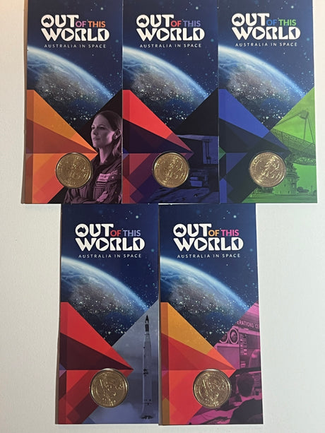 Out of this World - Australia in Space - 2024 $1 ' 'A' Counterstamp Carded Coins - Set of 5