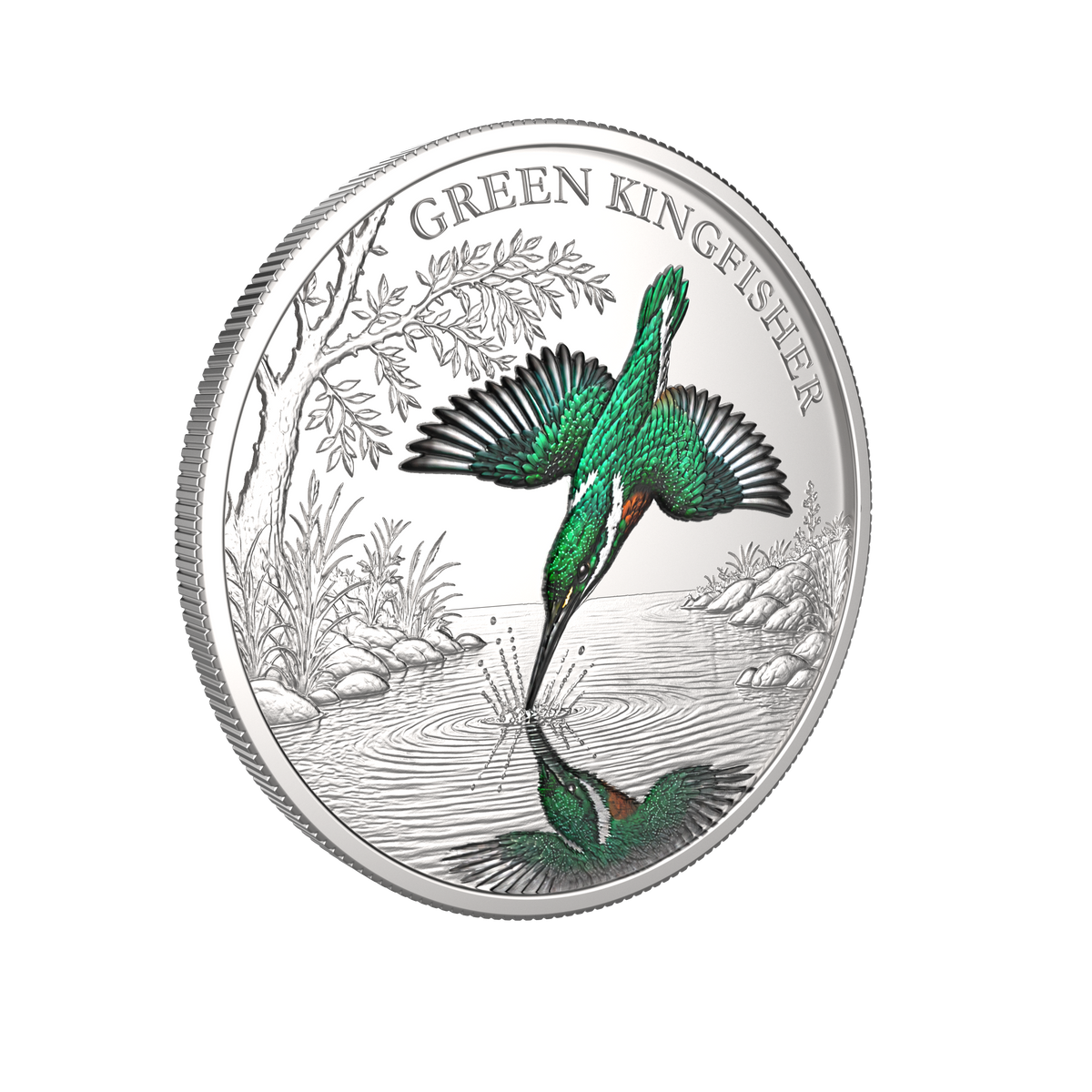2026 1oz Green Kingfisher Coloured Silver Proof
