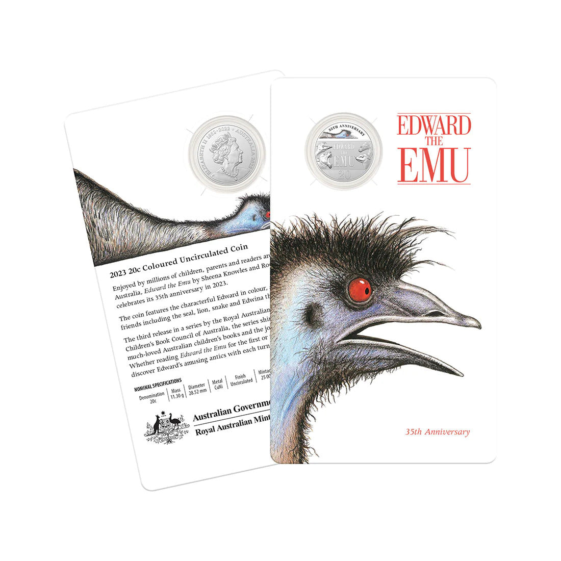 35th Anniversary Of Edward The Emu - 2023 20c Coloured Unc Coin