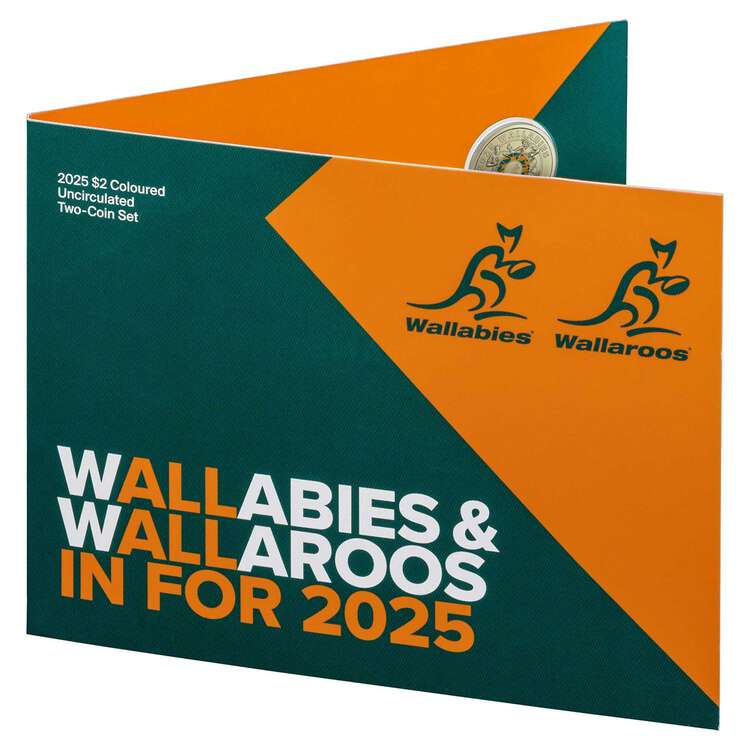 Wallabies & Wallaroos 2025 $2 Coloured Uncirculated Two Coin Set