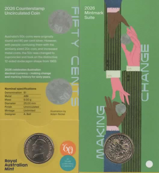 2026 $1 60th Anniversary of Decimal Currency - Australia Map Counterstamp - Individual Card