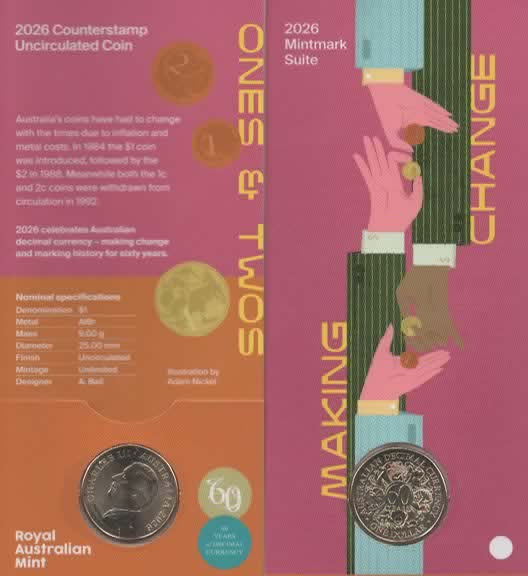 2026 $1 60th Anniversary of Decimal Currency - Australia Map Counterstamp - Individual Card