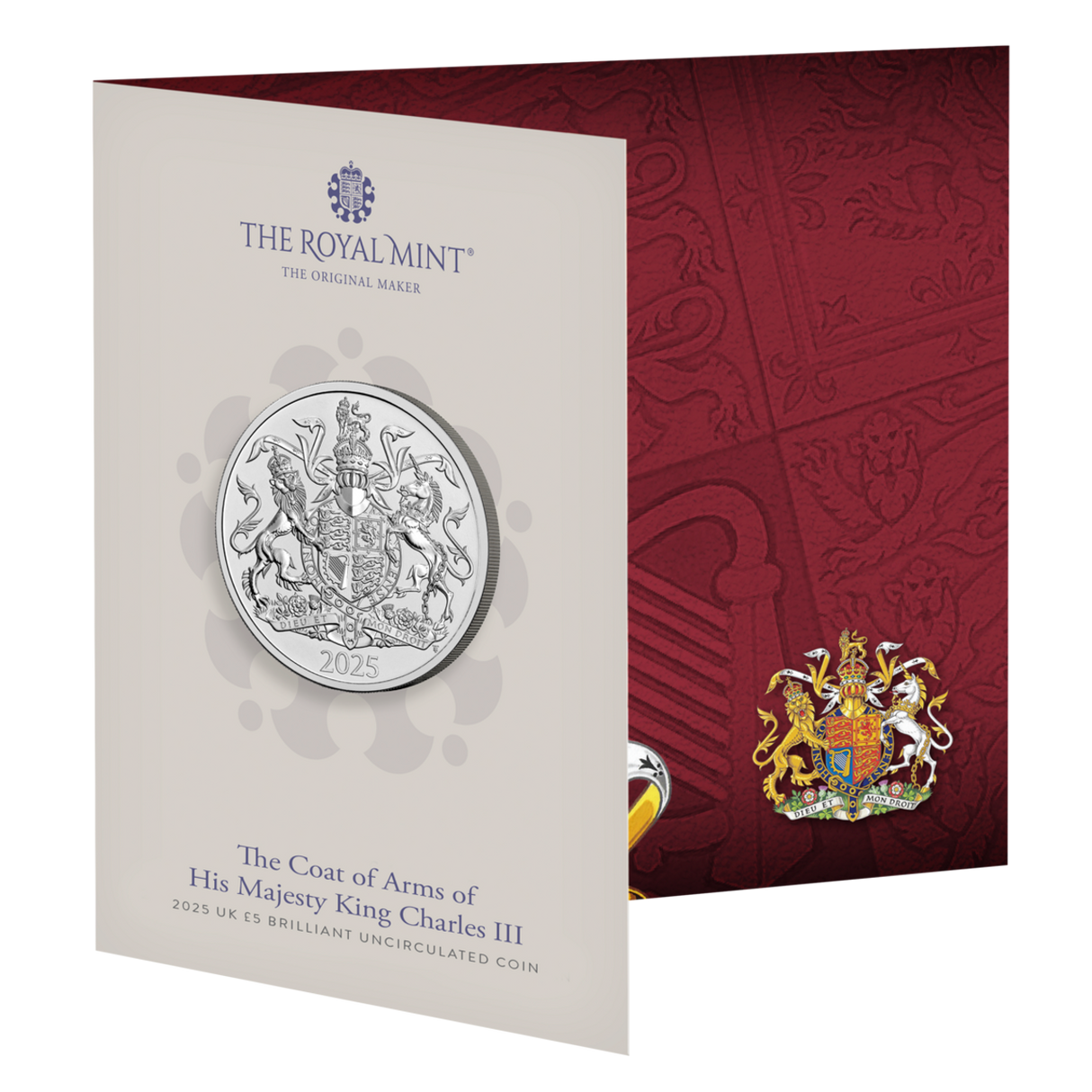 The Royal Arms of His Majesty King Charles III 2025 UK £5 Brilliant Uncirculated Coin