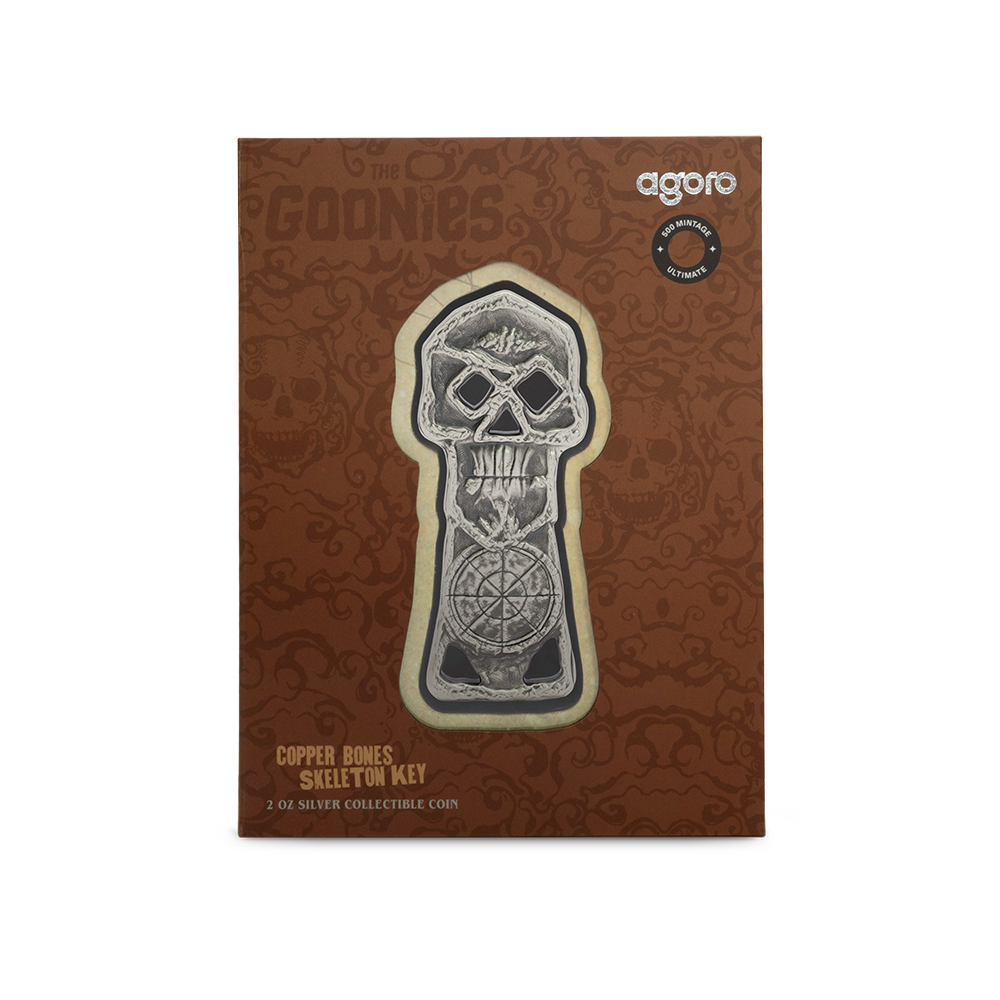 The Goonies - Copper Bones Skeleton Key 2025 2oz Silver Antiqued Coin