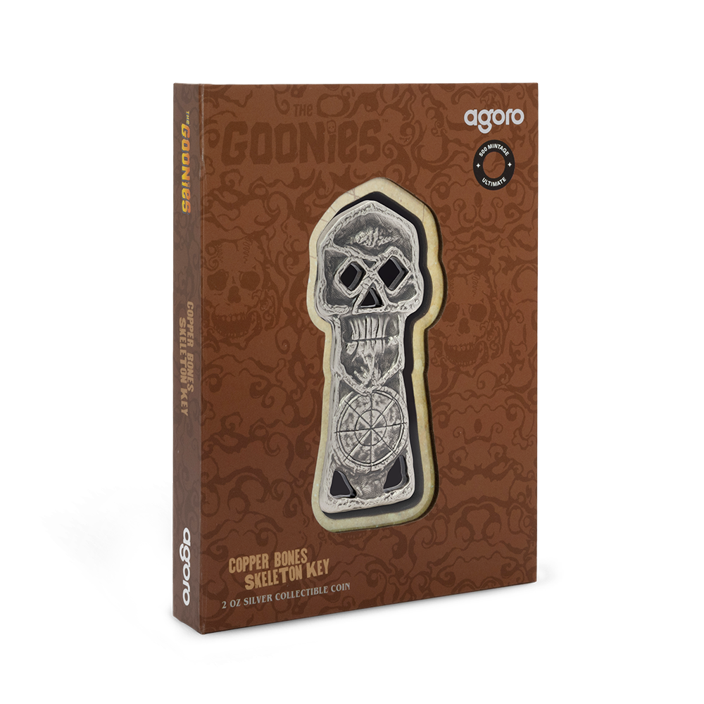 The Goonies - Copper Bones Skeleton Key 2025 2oz Silver Antiqued Coin