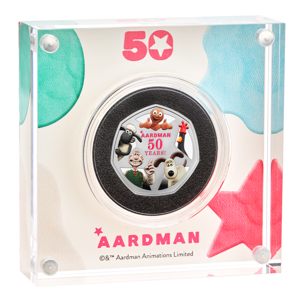 2026 UK 50p 50 Years of Aardman Coloured Silver Proof Coin