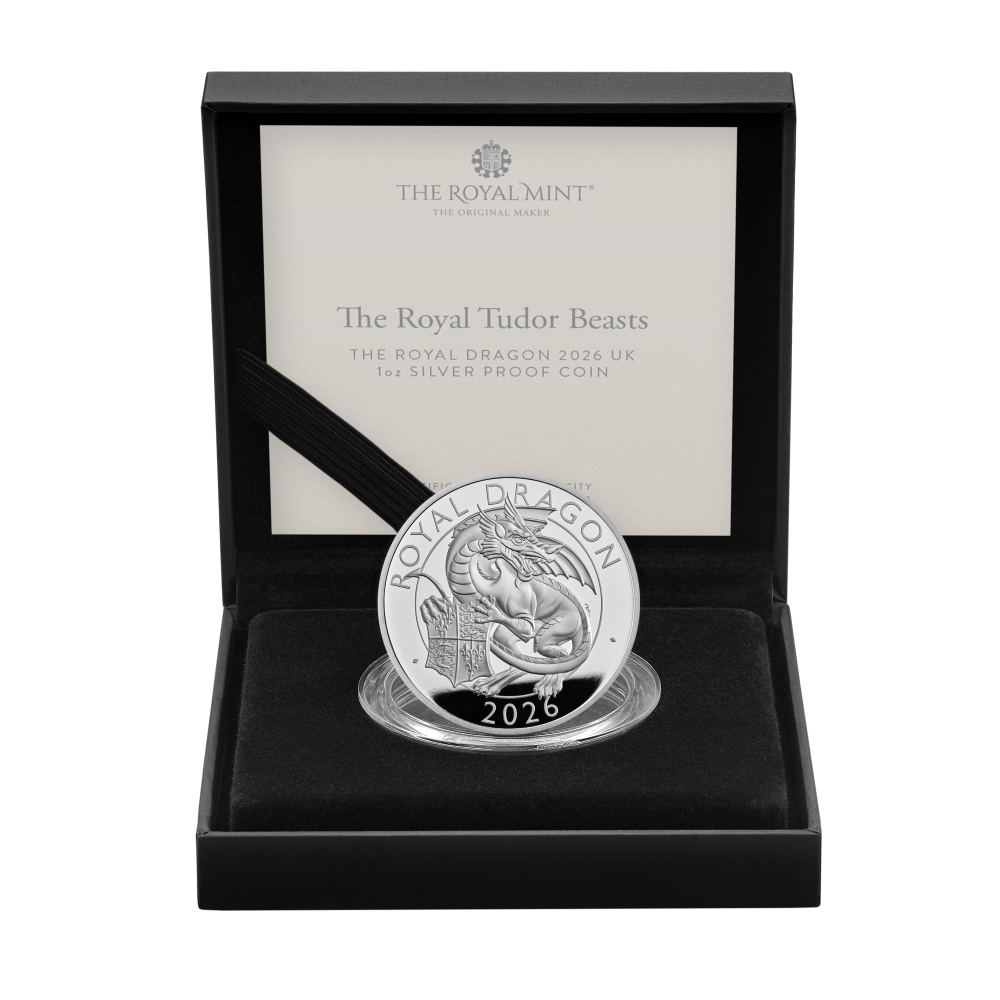 2026 1oz UK The Royal Tudor Beasts The Royal Dragon Silver Proof Coin