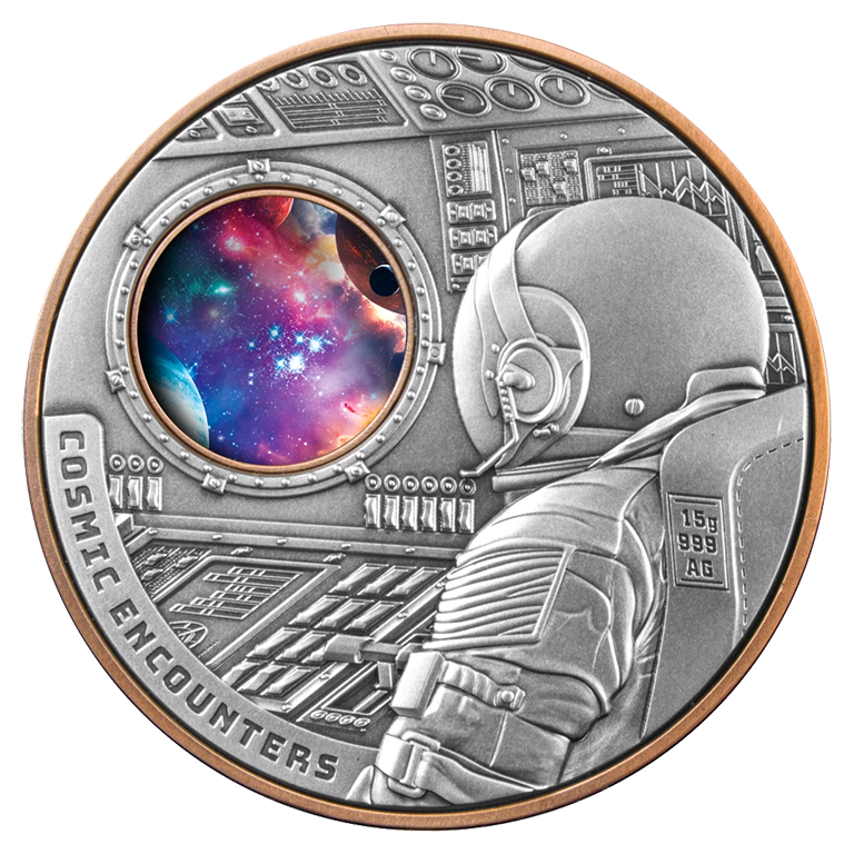 Cosmic Encounters 2025 $1 Rotating Silver & Copper Bimetal Antique Coin