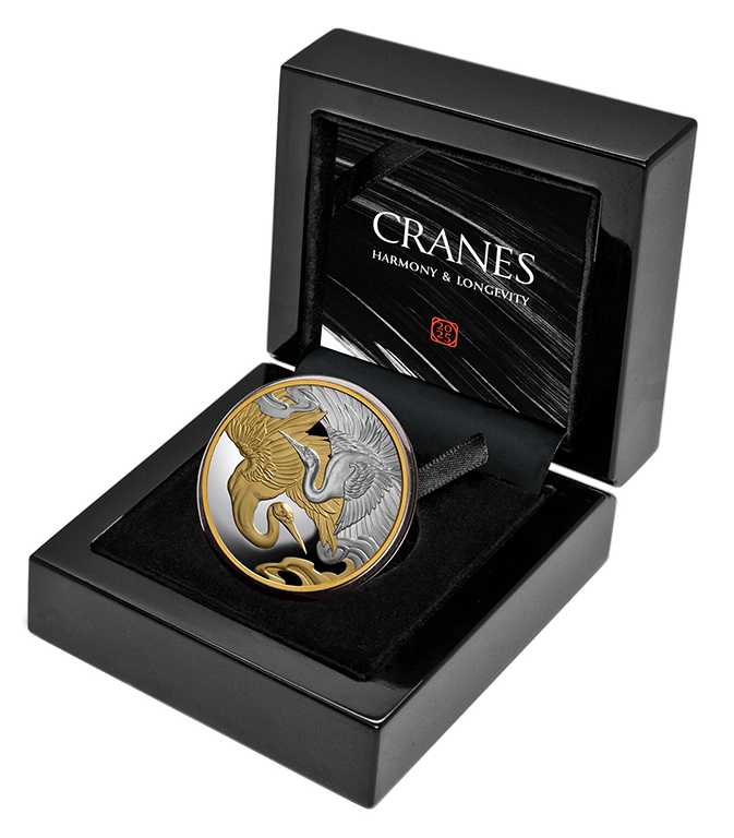 Crane Harmony & Longevity 2025 $1 1oz Gold Plated Silver Proof Coin